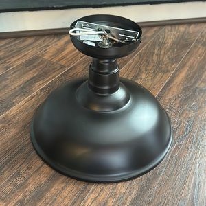 Farmhouse style flush mount metal shade light fixture